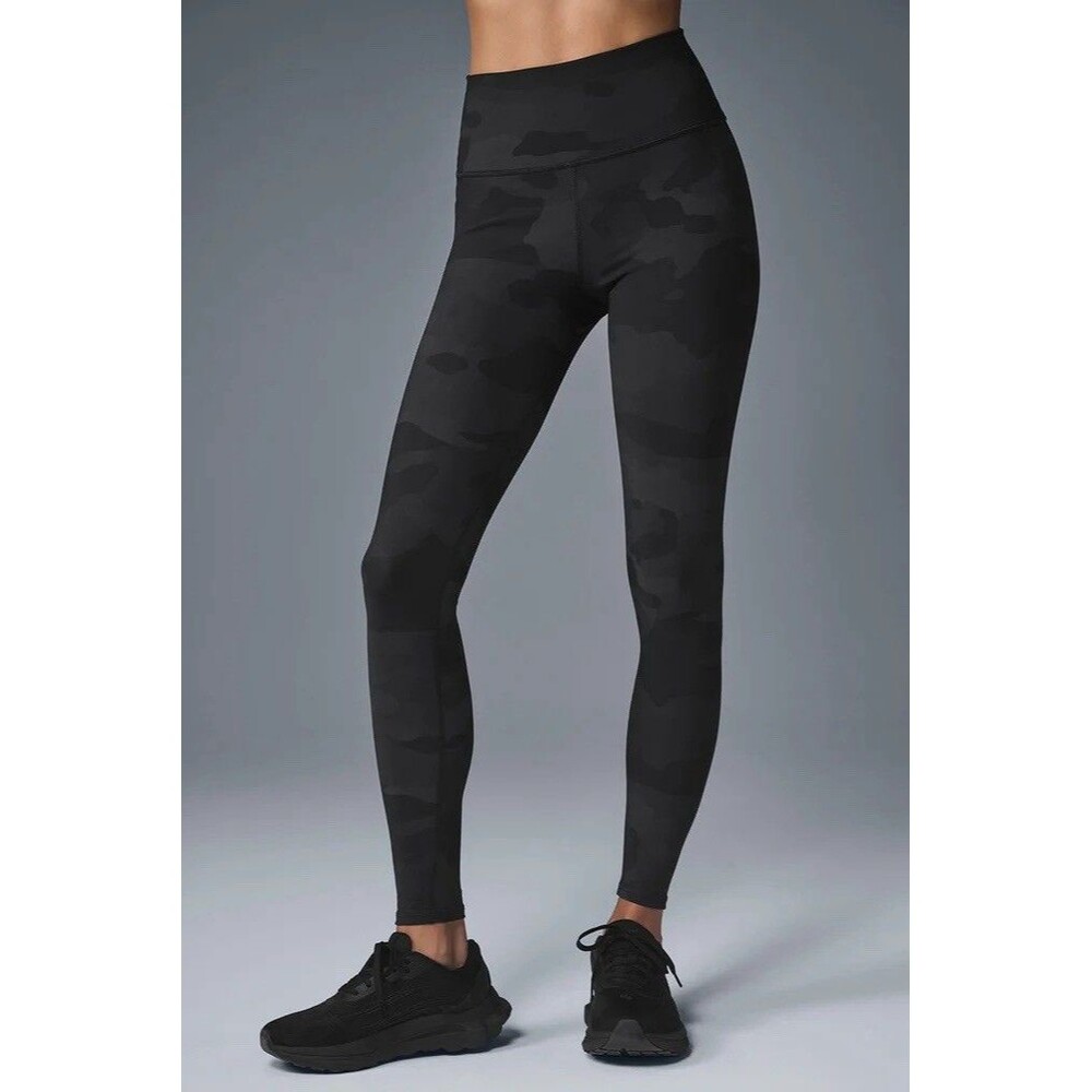 Alo Yoga High Waist Camo Vapor Leggings Black Camouflage Size S -